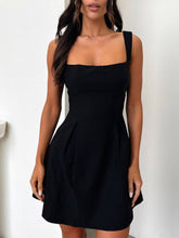Load image into Gallery viewer, Dark Blue Bow Back Square Neck Mini Dress Luxury Feminine & Flattering Dress For Girls