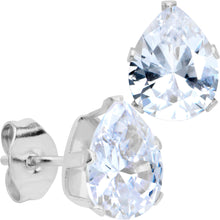 Load image into Gallery viewer, CZ Teardrop Clear Stainless Steel Stud Earrings 3mm to 7mm