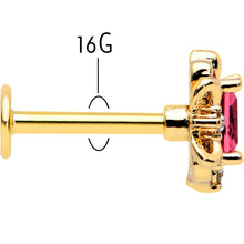 Load image into Gallery viewer, 16G 5/16 Red Gem Gold Tone Regal Escutcheon Labret Monroe Tragus