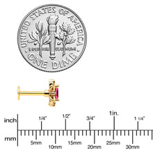 Load image into Gallery viewer, 16G 1/4 Red Gem Gold Tone Regal Escutcheon Labret Monroe Tragus