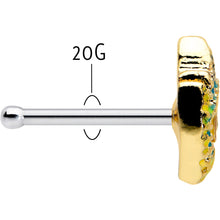 Load image into Gallery viewer, 20G 1/4 Bold Peacock Feather Golden Nose Bone