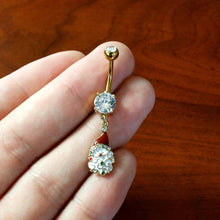 Load image into Gallery viewer, Clear Gem Gold Tone Decorated Santa Christmas Holiday Dangle Belly Ring