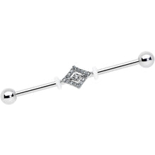 Load image into Gallery viewer, 14G Clear Gem Double Rhombus Deco Industrial Barbell 38mm