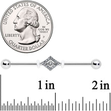 Load image into Gallery viewer, 14G Clear Gem Double Rhombus Deco Industrial Barbell 38mm