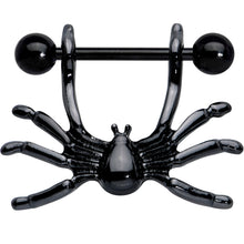 Load image into Gallery viewer, 14G 7/16 Black Crawly Spider Halloween Nipple Shield Set
