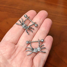 Load image into Gallery viewer, 14G 7/16 Crawly Spider Halloween Nipple Shield Set