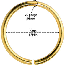 Load image into Gallery viewer, 20G 5/16 Gold Tone PVD Grade 23 Titanium Bendable Hoop Ring
