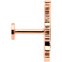 Load image into Gallery viewer, 16G 1/4 Clear CZ Rosy Hue Feather Internal Threaded Labret Tragus