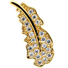Load image into Gallery viewer, 16G 5/16 Clear CZ Gem Gold Hue Feather Internal Thread Labret Tragus