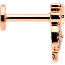 Load image into Gallery viewer, 16G 1/4 Clear CZ Gem Rosy Hue Owl Internal Thread Labret Tragus