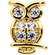 Load image into Gallery viewer, 16G 1/4 Clear CZ Gem Gold Hue Owl Internal Thread Labret Tragus