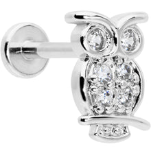 Load image into Gallery viewer, 16G 5/16 Clear CZ Gem Owl Internal Thread Labret Monroe Tragus