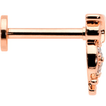 Load image into Gallery viewer, 16G 5/16 Clear CZ Gem Rosy Hue Owl Internal Thread Labret Tragus