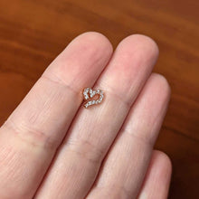 Load image into Gallery viewer, 16G 1/4 Clear CZ Rosy Hue Half Heart Internal Thread Labret Tragus