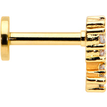 Load image into Gallery viewer, 16G 1/4 Clear CZ Gold Hue Half Heart Internal Thread Labret Tragus