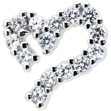 Load image into Gallery viewer, 16G 5/16 Clear CZ Gem Half Heart Internal Thread Labret Tragus