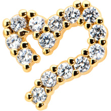 Load image into Gallery viewer, 16G 5/16 CZ Gem Gold Hue Half Heart Internal Thread Labret Tragus