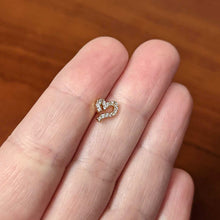 Load image into Gallery viewer, 16G 5/16 CZ Gem Gold Hue Half Heart Internal Thread Labret Tragus