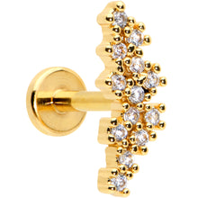Load image into Gallery viewer, 16G 5/16 CZ Gem Gold Hue Texture Arc Internal Thread Labret Tragus