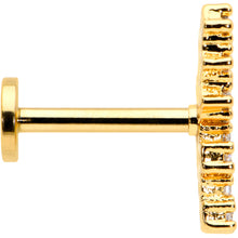 Load image into Gallery viewer, 16G 5/16 CZ Gem Gold Hue Texture Arc Internal Thread Labret Tragus