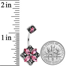 Load image into Gallery viewer, Pink Gem Baroque Rhombus Flower Double Mount Belly Ring