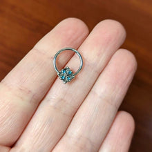 Load image into Gallery viewer, 16G 3/8 Blue Gem Floral Rhombus Baroque Hinged Segment Ring
