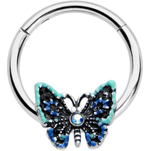Load image into Gallery viewer, 16G 3/8 Aurora Gem Colorful Glam Butterfly Hinged Segment Ring