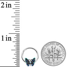 Load image into Gallery viewer, 16G 3/8 Aurora Gem Colorful Glam Butterfly Hinged Segment Ring