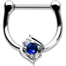 Load image into Gallery viewer, 16G 5/16 Clear Blue Gem Oval Swirl Cartilage Clicker
