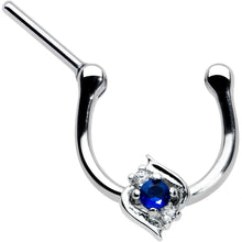 Load image into Gallery viewer, 16G 5/16 Clear Blue Gem Oval Swirl Cartilage Clicker