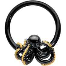 Load image into Gallery viewer, 16G 3/8 Black Understated Octopus Hinged Segment Ring