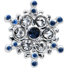 Load image into Gallery viewer, 16G 5/16 Clear Blue Gem Festive Snowflake Labret Monroe Tragus