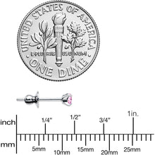 Load image into Gallery viewer, 3mm Pink CZ Gem Implant Grade Titanium Stud Earrings