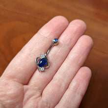 Load image into Gallery viewer, Blue Clear Gem Oval Swirl Elegant Belly Ring