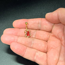 Load image into Gallery viewer, Clear Pink Gem Gold Tone Open Oblong Elegant Belly Ring