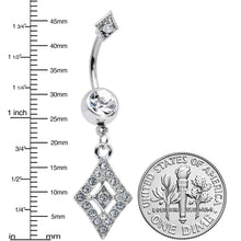 Load image into Gallery viewer, Clear Gem Double Rhombus Deco Double Mount Dangle Belly Ring
