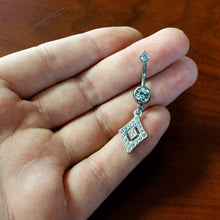 Load image into Gallery viewer, Clear Gem Double Rhombus Deco Double Mount Dangle Belly Ring