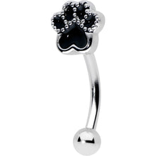 Load image into Gallery viewer, 16G 5/16 Textured Black Paw Print Curved Eyebrow Ring