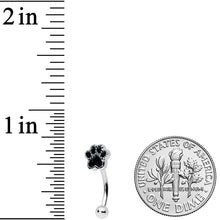 Load image into Gallery viewer, 16G 5/16 Textured Black Paw Print Curved Eyebrow Ring