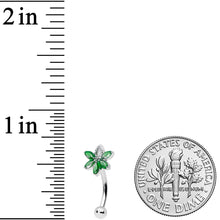 Load image into Gallery viewer, 16G 5/16 Green Gem Pot Leaf Textured Curved Eyebrow Ring