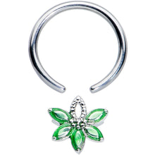 Load image into Gallery viewer, 16G 3/8 Green Gem Texture Loopy Pot Leaf BCR Captive Ring