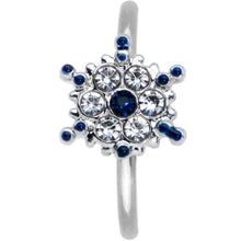 Load image into Gallery viewer, 20G 5/16 Clear Blue Gem Festive Snowflake Nose Hoop