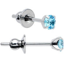 Load image into Gallery viewer, 3mm Blue CZ Gem Implant Grade Titanium Stud Earrings