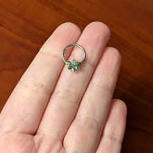 Load image into Gallery viewer, 16G 3/8 Green Gem Texture Loopy Pot Leaf Hinged Segment Ring
