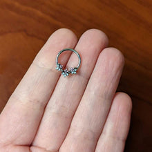 Load image into Gallery viewer, 16G 3/8 Pink White Abstract Leaf Hinged Segment Ring