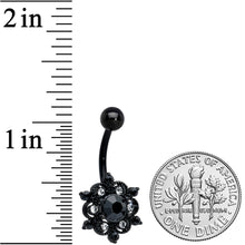 Load image into Gallery viewer, Clear Black CZ Gem Black Abstract Sun Belly Ring