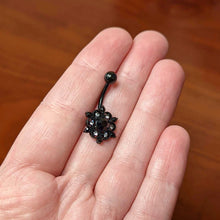 Load image into Gallery viewer, Clear Black CZ Gem Black Abstract Sun Belly Ring