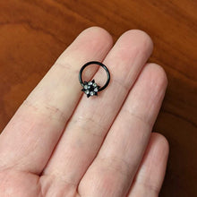 Load image into Gallery viewer, 16G 3/8 Clear CZ Gem Black Abstract Sun Hinged Segment Ring