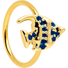 Load image into Gallery viewer, 20G 5/16 Gold Tone Blue Adorable Angelfish Nose Hoop
