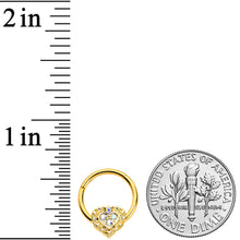 Load image into Gallery viewer, 16G 3/8 Aurora Gem Gold Tone Baroque Heart Hinged Segment Ring